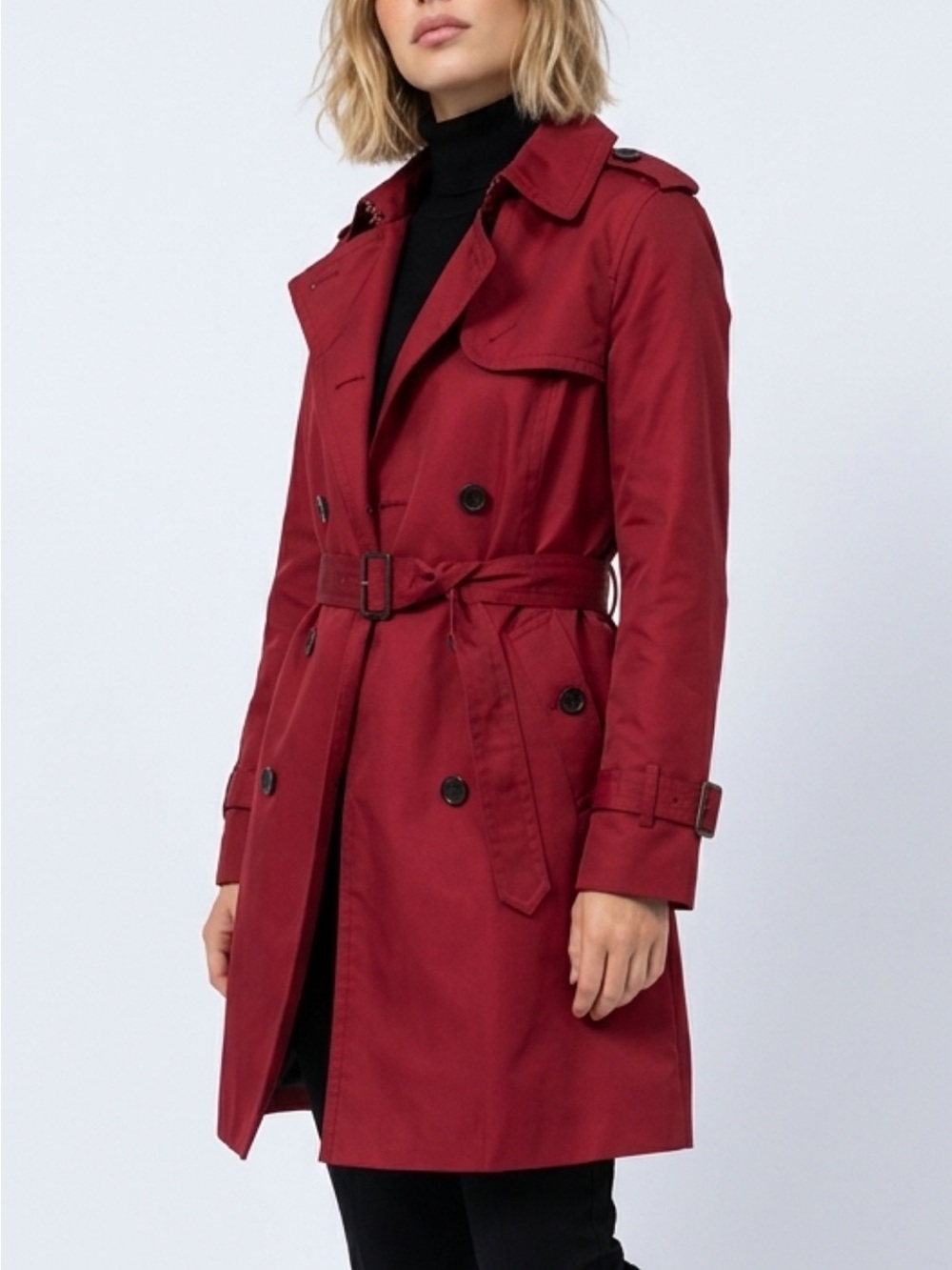 New W/O Tags Coach Red Double-Breasted Trench Coat with Belt